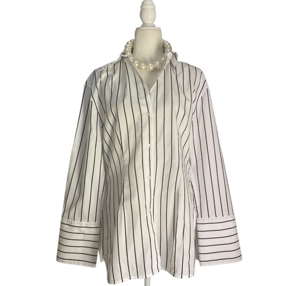 Day Birger et Mikkelsen Julia Modern Stripe Blouse Top Bright White  Brown - Picture 7 of 16